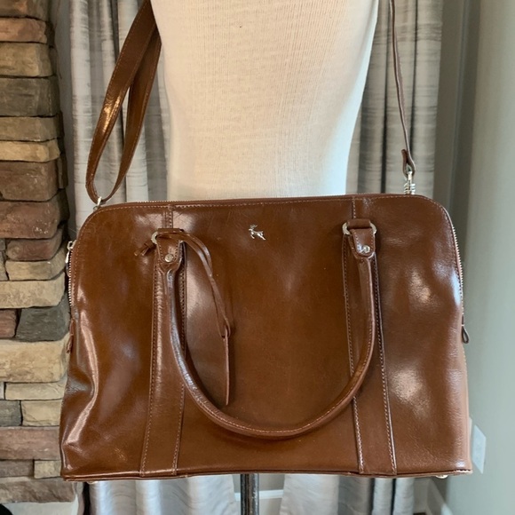 Ashwood Handbags - Ashwood genuine brown  leather work satchel/tote with adjustable removable strap
